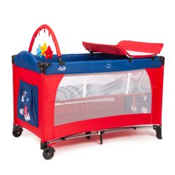 Alternative view of Juju Sleepy Baby Összecsukható kiságy, 2 szint, Unikornis, Piros/Kék